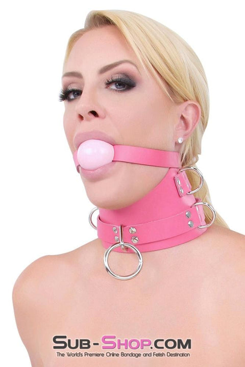 1659A      Controlled Hot Pink Leather Bondage Posture Collar Collar   , Sub-Shop.com Bondage and Fetish Superstore