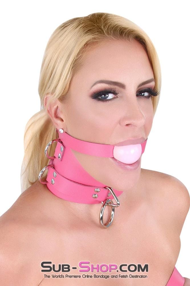 1659A      Controlled Hot Pink Leather Bondage Posture Collar Collar   , Sub-Shop.com Bondage and Fetish Superstore