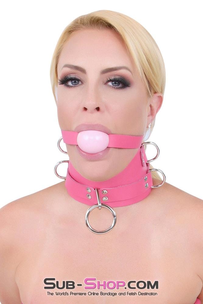 2541A      Hot Pink Classic Leather Ball Gag Strap, Candy Pop Pink Ball Gags   , Sub-Shop.com Bondage and Fetish Superstore