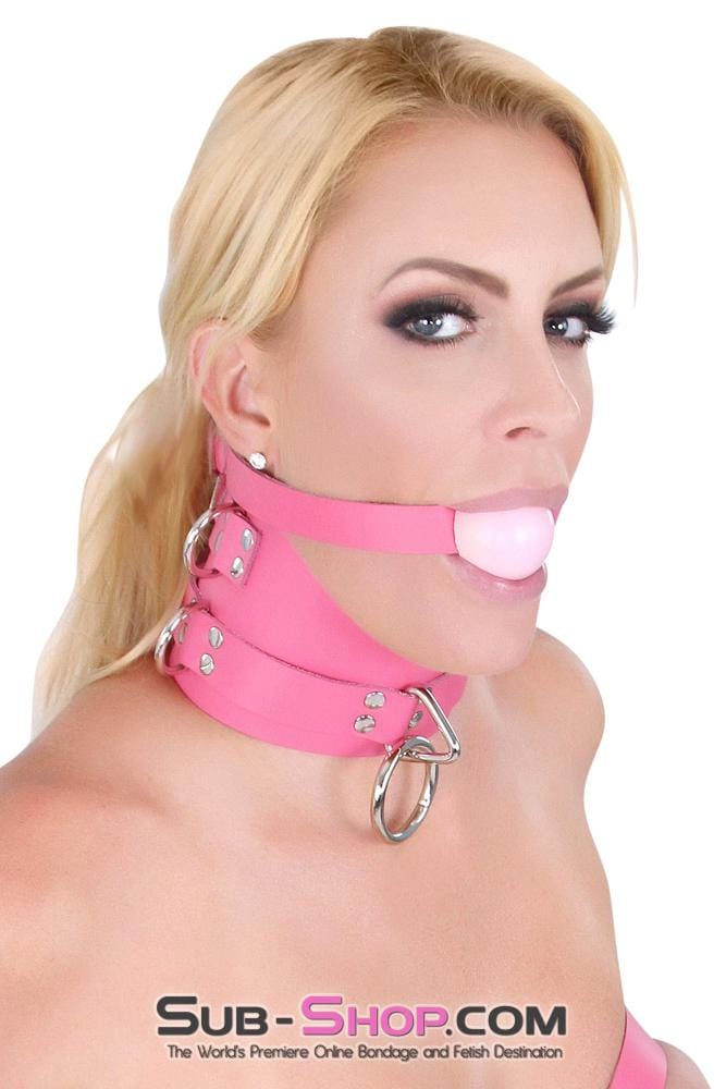 1659A      Controlled Hot Pink Leather Bondage Posture Collar Collar   , Sub-Shop.com Bondage and Fetish Superstore