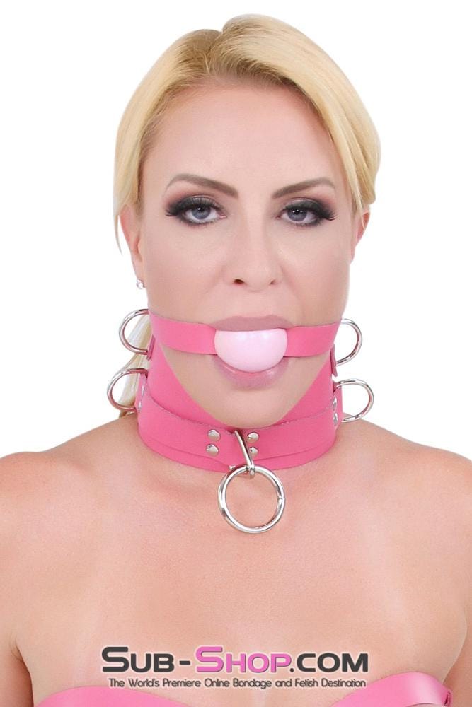 1659A      Controlled Hot Pink Leather Bondage Posture Collar Collar   , Sub-Shop.com Bondage and Fetish Superstore
