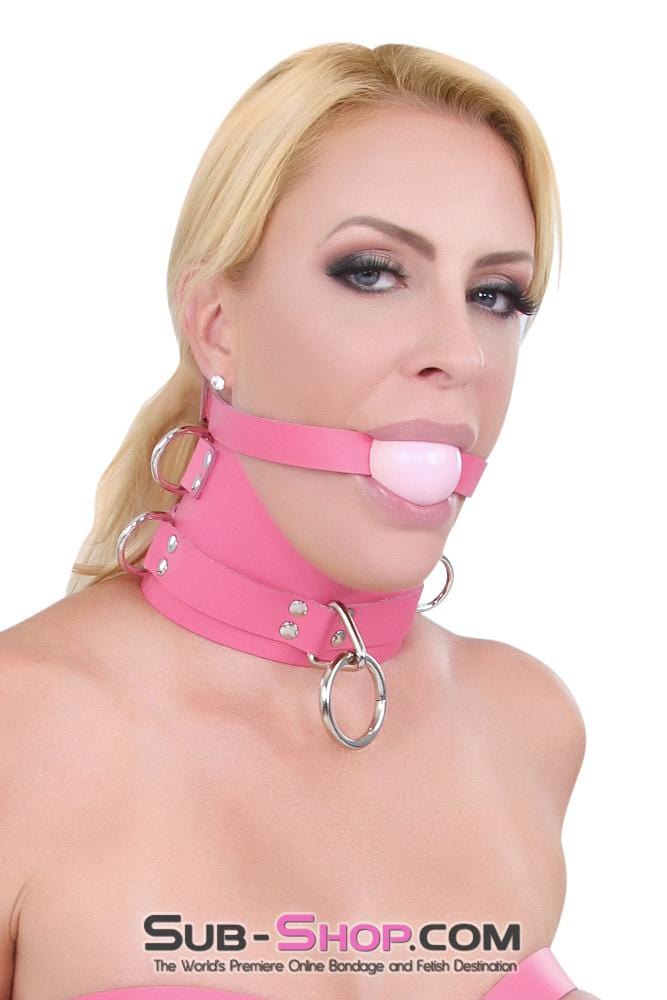 1659A      Controlled Hot Pink Leather Bondage Posture Collar Collar   , Sub-Shop.com Bondage and Fetish Superstore