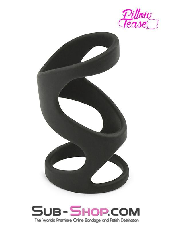 1660M      Silicone Delay Cock Ring with Girth Enhancing Massaging Cage Cock Ring   , Sub-Shop.com Bondage and Fetish Superstore