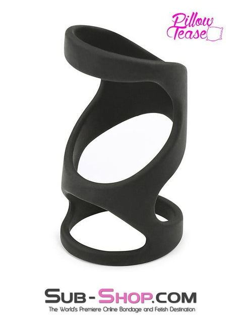 1660M      Silicone Delay Cock Ring with Girth Enhancing Massaging Cage Cock Ring   , Sub-Shop.com Bondage and Fetish Superstore