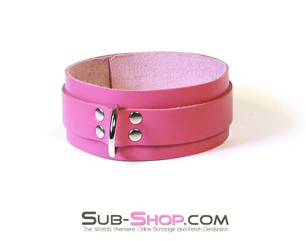 1661A-SIS      BDSM Roleplay Sissy Boi Slave to Love Hot Pink Leather Bondage Collar Sissy   , Sub-Shop.com Bondage and Fetish Superstore