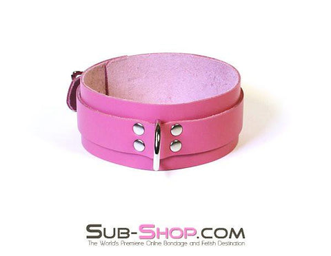 1661A      Slave to Love Hot Pink Leather Bondage Collar Collar   , Sub-Shop.com Bondage and Fetish Superstore