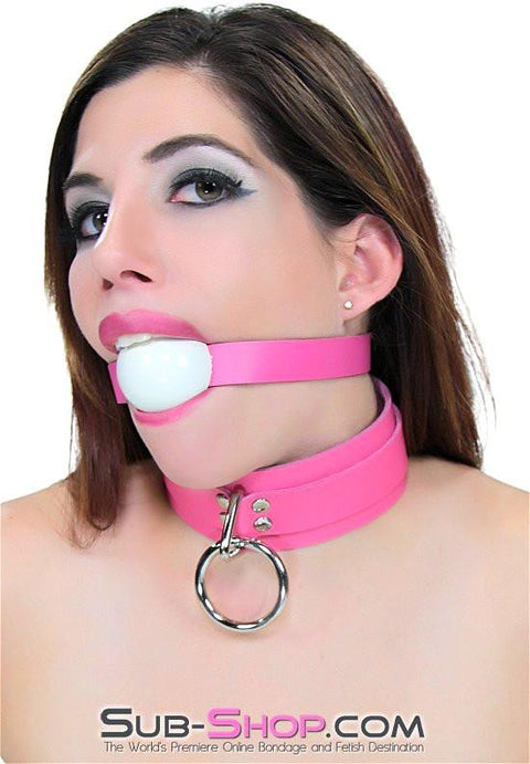 1665A      Kept Woman Locking Hot Pink Leather Bondage Collar Collar   , Sub-Shop.com Bondage and Fetish Superstore