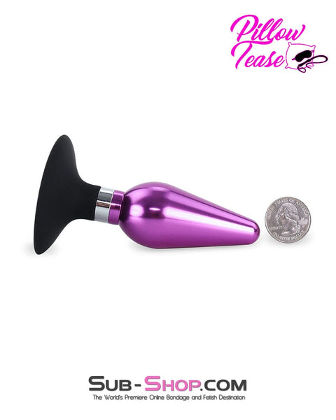 1689DL-SIS      Sissy Bitch Aluminum Purple Suction Cup Base Smooth Anal Plug Sissy   , Sub-Shop.com Bondage and Fetish Superstore