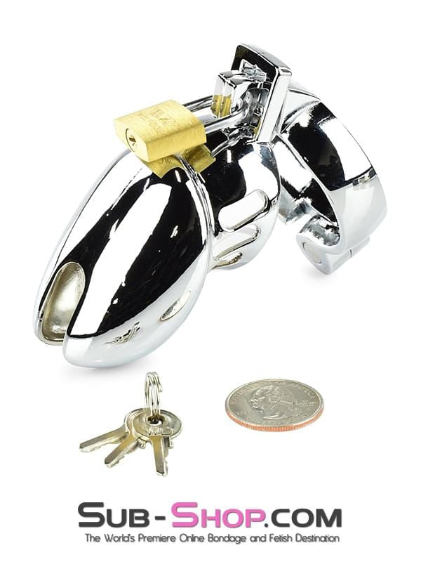 1715HS      Severe Cock Tease Torture Locking Chrome Steel Cock Cage Chastity Chastity   , Sub-Shop.com Bondage and Fetish Superstore
