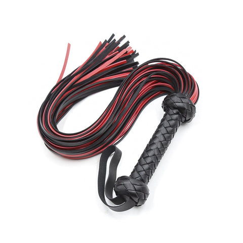 1727MQ      25 Inch Braided Handle Black and Red Punishment Flogger Whip   , Sub-Shop.com Bondage and Fetish Superstore