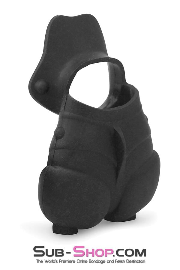1765M      Black Silicone Cock Ring with Ball Cage Cock Cage   , Sub-Shop.com Bondage and Fetish Superstore