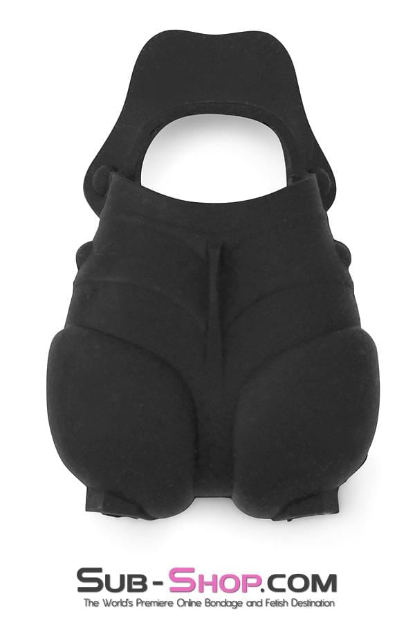 1765M      Black Silicone Cock Ring with Ball Cage Cock Cage   , Sub-Shop.com Bondage and Fetish Superstore
