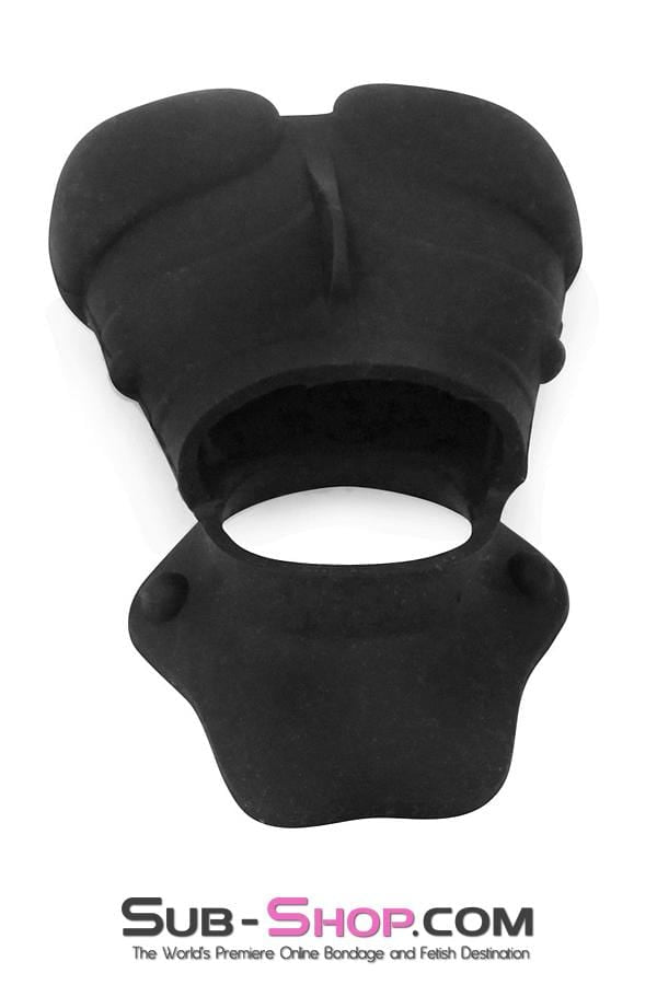 1765M      Black Silicone Cock Ring with Ball Cage Cock Cage   , Sub-Shop.com Bondage and Fetish Superstore