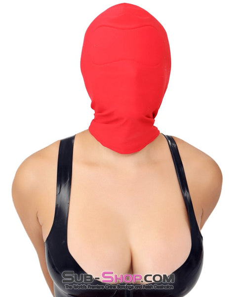 1768M      Concealed Lust Red Spandex Comfort Bondage Hood with Padded Blindfold - MEGA Deal MEGA Deal   , Sub-Shop.com Bondage and Fetish Superstore
