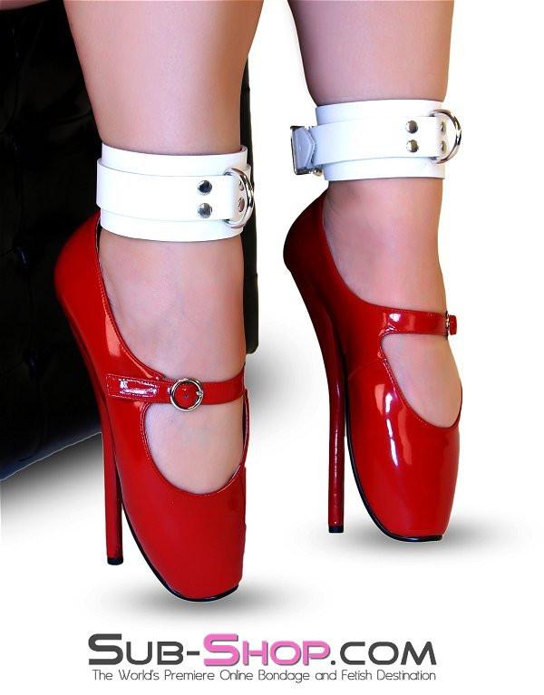 1774A      Pure Bondage White Leather Ankle Cuffs Wrist and Ankle Bondage   , Sub-Shop.com Bondage and Fetish Superstore