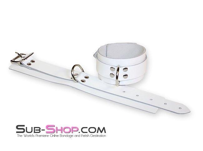 1773A      Pure Bondage White Leather Wrist Cuffs Wrist and Ankle Bondage   , Sub-Shop.com Bondage and Fetish Superstore