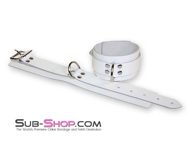 1774A      Pure Bondage White Leather Ankle Cuffs Wrist and Ankle Bondage   , Sub-Shop.com Bondage and Fetish Superstore