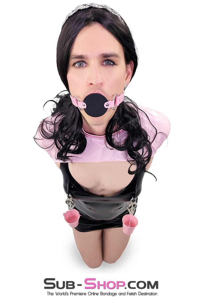 0401DL-SIS      Blow Job Trainer Locking Sissy Professional Dominatrix Princess Pink Silicone Penis Gag Sissy   , Sub-Shop.com Bondage and Fetish Superstore