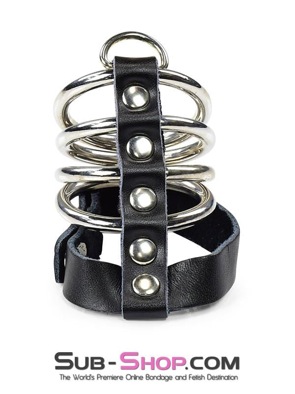 1798DL      4 Ring Gates of Hell with Leather Cock Ring Cock Cage   , Sub-Shop.com Bondage and Fetish Superstore