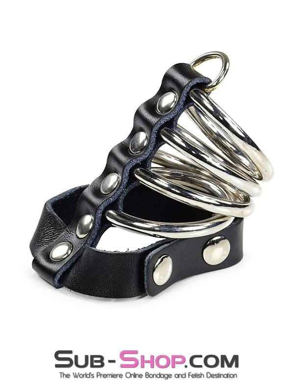 1798DL      4 Ring Gates of Hell with Leather Cock Ring Cock Cage   , Sub-Shop.com Bondage and Fetish Superstore