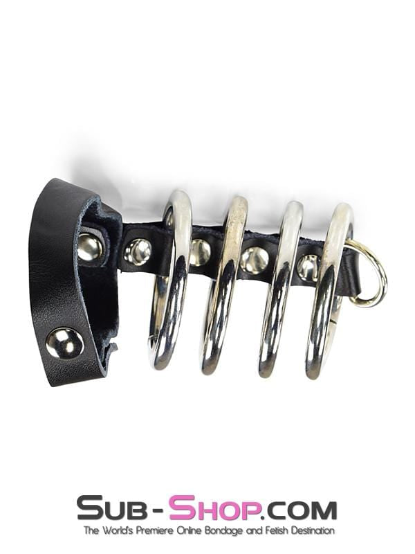 1798DL      4 Ring Gates of Hell with Leather Cock Ring Cock Cage   , Sub-Shop.com Bondage and Fetish Superstore