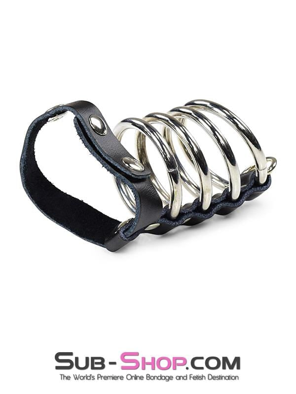 1798DL      4 Ring Gates of Hell with Leather Cock Ring Cock Cage   , Sub-Shop.com Bondage and Fetish Superstore