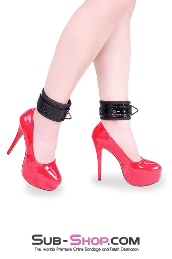 1804DL      Black Diamond Padded Ankle Bondage Cuffs with Black Hardware Wrist and Ankle Bondage   , Sub-Shop.com Bondage and Fetish Superstore