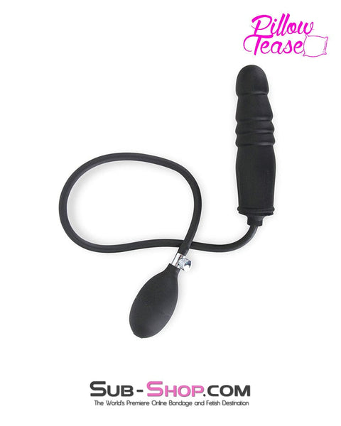 1820MQ-SIS      Sissy Bitch Inflatable Ribbed Black Rubber Dildo Sissy   , Sub-Shop.com Bondage and Fetish Superstore
