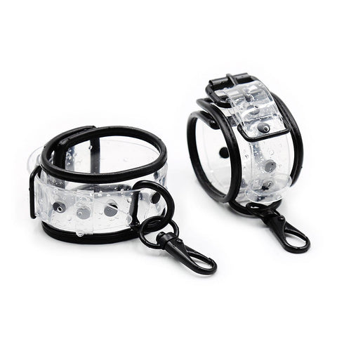 1829MQ      Clearly Comfy Wrist Cuffs with Black Hardware, Padded Edge and Connection Clips Cuffs   , Sub-Shop.com Bondage and Fetish Superstore