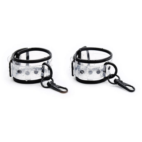 1829MQ      Clearly Comfy Wrist Cuffs with Black Hardware, Padded Edge and Connection Clips Cuffs   , Sub-Shop.com Bondage and Fetish Superstore