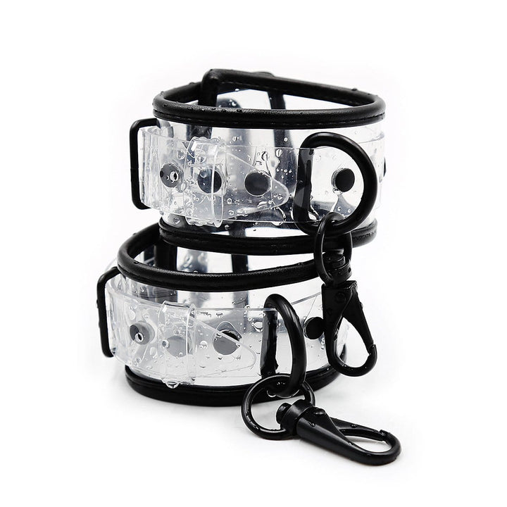 1829MQ      Clearly Comfy Wrist Cuffs with Black Hardware, Padded Edge and Connection Clips Cuffs   , Sub-Shop.com Bondage and Fetish Superstore