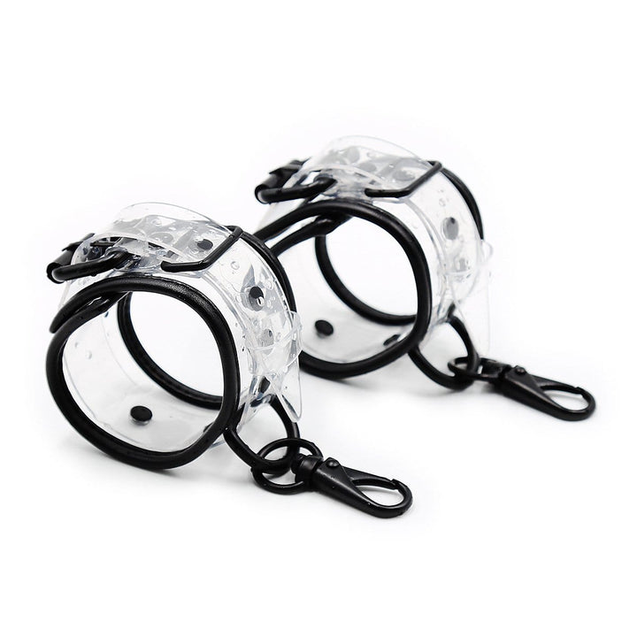1829MQ      Clearly Comfy Wrist Cuffs with Black Hardware, Padded Edge and Connection Clips Cuffs   , Sub-Shop.com Bondage and Fetish Superstore
