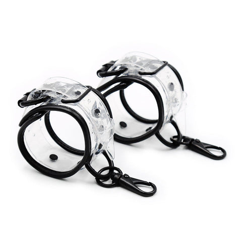 1830MQ      Clearly Comfy Ankle Cuffs with Black Hardware, Padded Edge and Connection Clips - MEGA Deal MEGA Deal   , Sub-Shop.com Bondage and Fetish Superstore