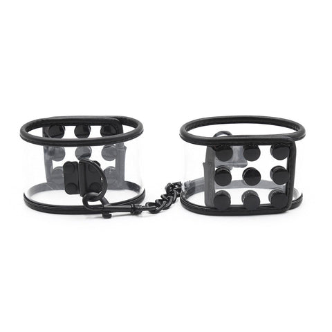 1830MQ      Clearly Comfy Ankle Cuffs with Black Hardware, Padded Edge and Connection Clips Cuffs   , Sub-Shop.com Bondage and Fetish Superstore