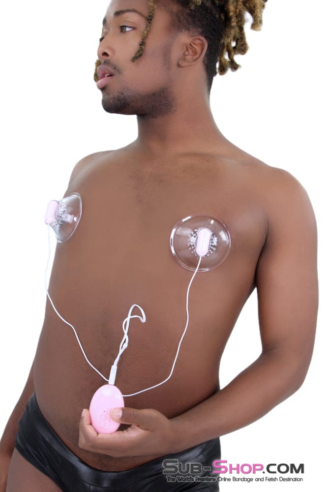 0182E      Pink Vibrating Nipple Stimulator Cups Nipple Suction   , Sub-Shop.com Bondage and Fetish Superstore