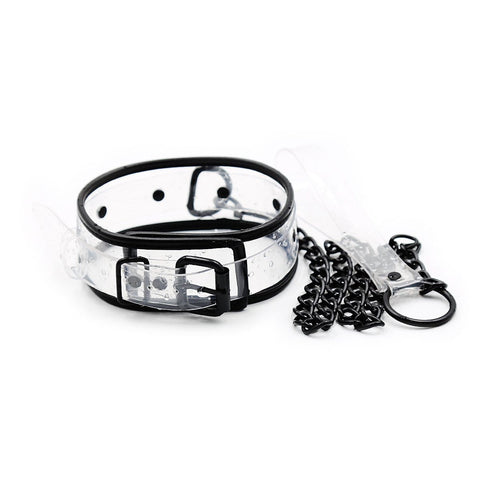 1834MQ      Clearly Comfy Collar with Black Hardware, Padded Edge and Matching Leash - MEGA Deal MEGA Deal   , Sub-Shop.com Bondage and Fetish Superstore