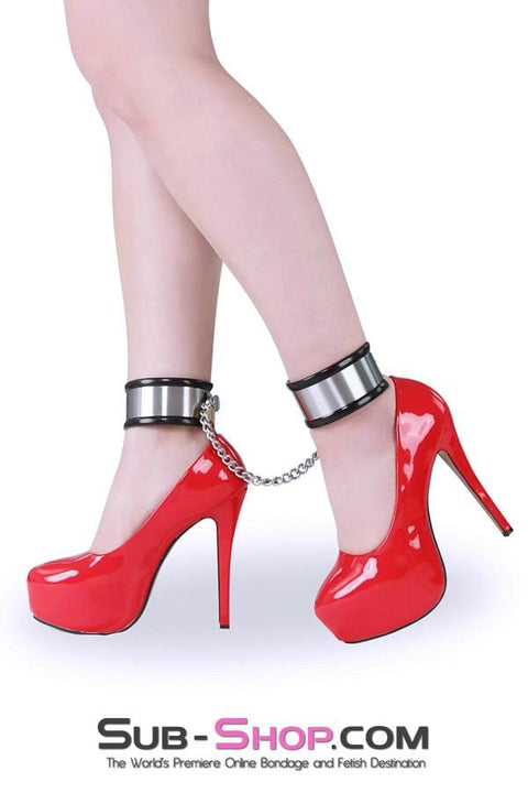 1844M      Steel Your Heart Rubber Lined Stainless Steel Locking Cuffs - MEGA Deal MEGA Deal   , Sub-Shop.com Bondage and Fetish Superstore
