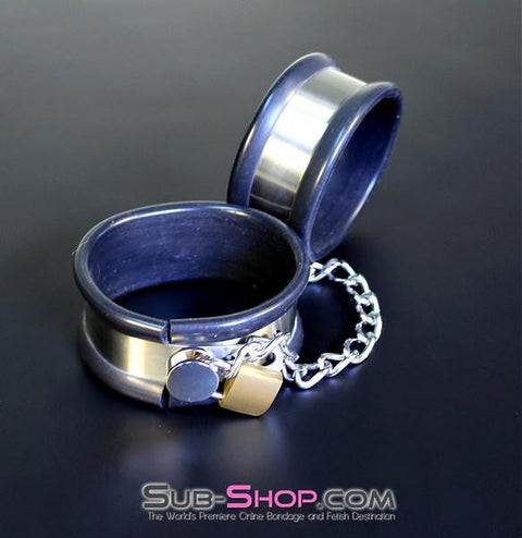 1844M      Steel Your Heart Rubber Lined Stainless Steel Locking Cuffs Steel Bondage   , Sub-Shop.com Bondage and Fetish Superstore