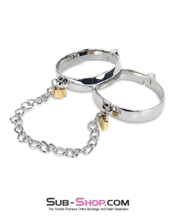 1848M     Chromed Steel Ankle Dungeon Irons with Chain and Padlocks Set Steel Bondage   , Sub-Shop.com Bondage and Fetish Superstore