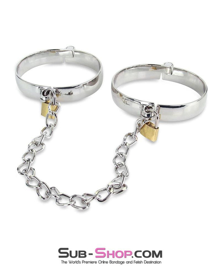 1848M     Chromed Steel Ankle Dungeon Irons with Chain and Padlocks Set Steel Bondage   , Sub-Shop.com Bondage and Fetish Superstore