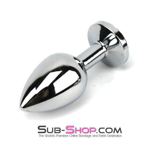 1853M      Chromed Aluminum Light Weight Rhinestone Crystal Tipped Butt Plug, Medium Butt Plug   , Sub-Shop.com Bondage and Fetish Superstore