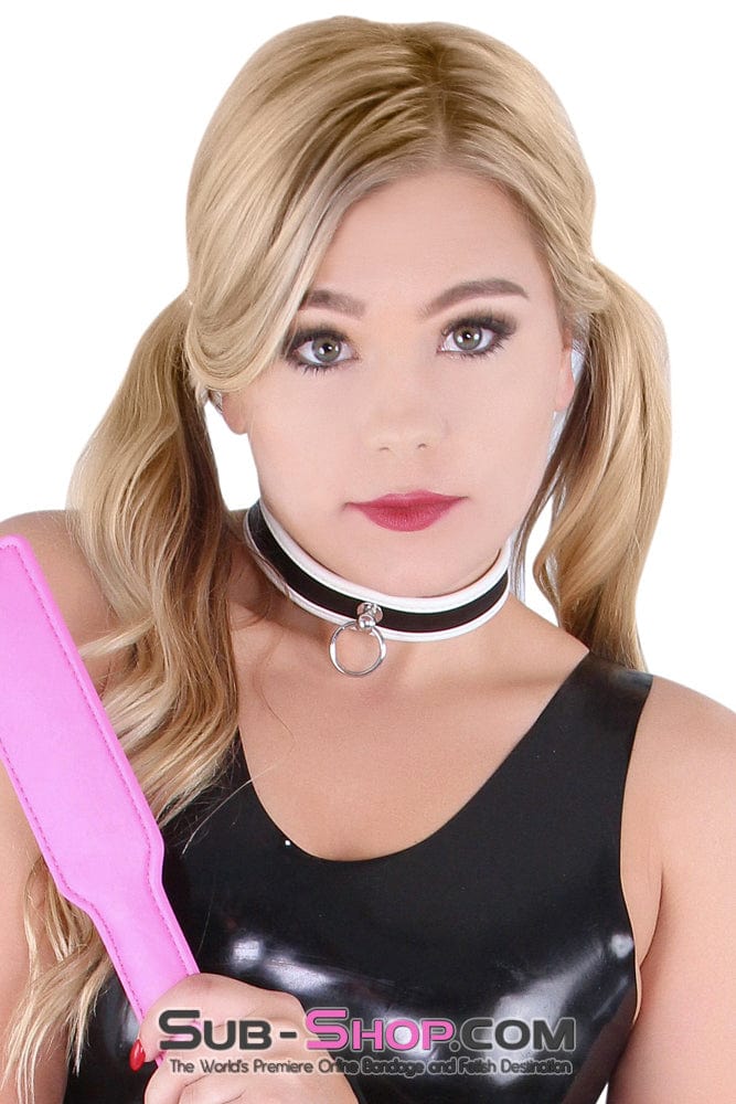 1852RS      White Trimmed Kitten Collar Collar   , Sub-Shop.com Bondage and Fetish Superstore