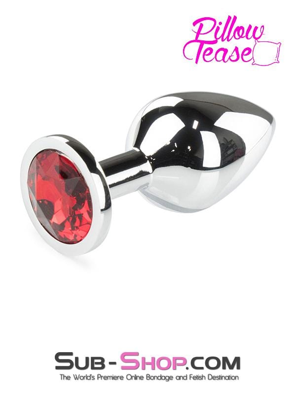 1854M Chromed Light Weight Ruby Red Crystal Tipped Butt Plug, Medium Butt Plug , Sub-Shop.com Bondage and Fetish Superstore