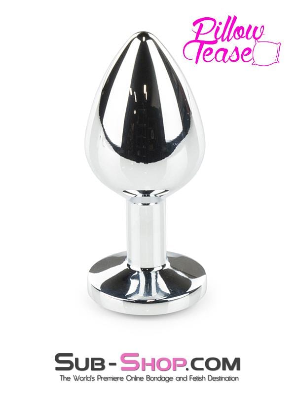 1854M Chromed Light Weight Ruby Red Crystal Tipped Butt Plug, Medium Butt Plug , Sub-Shop.com Bondage and Fetish Superstore