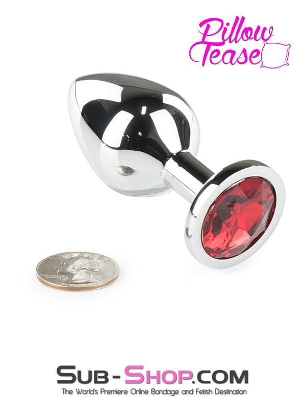 1854M Chromed Light Weight Ruby Red Crystal Tipped Butt Plug, Medium Butt Plug , Sub-Shop.com Bondage and Fetish Superstore