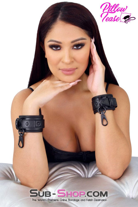 1871MQ      Blackout Padded Wrist Cuffs with Clips and Soft Pink Neoprene Lining - MEGA Deal MEGA Deal   , Sub-Shop.com Bondage and Fetish Superstore