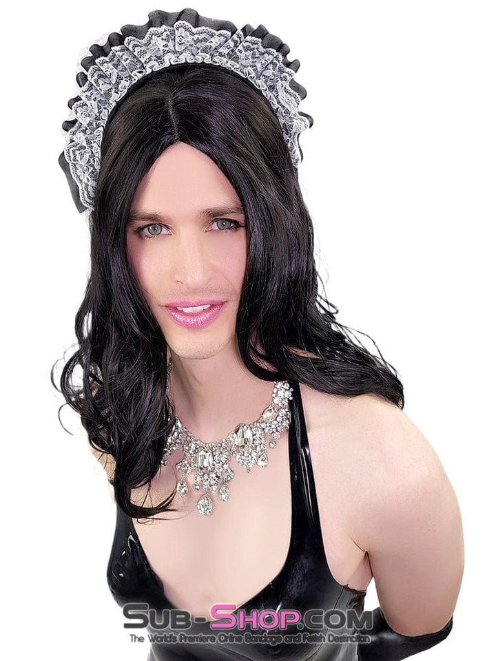 9955RS-SIS      Glamour Sissy Girl Curly 22” Black Wig Sissy   , Sub-Shop.com Bondage and Fetish Superstore