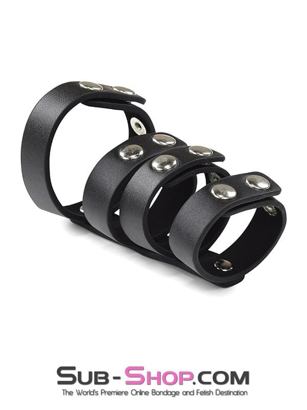 1936DL      Leather 4 Strap Adjustable Cock & Ball Harness Cock Cage   , Sub-Shop.com Bondage and Fetish Superstore