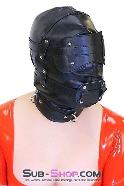 0194SM      Total Lockdown Full Locking Hood with Removable Blindfold & Penis Gag Hoods   , Sub-Shop.com Bondage and Fetish Superstore