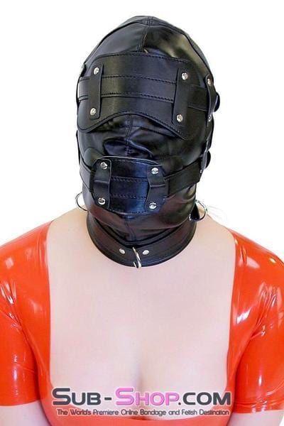 0194SM      Total Lockdown Full Locking Hood with Removable Blindfold & Penis Gag Hoods   , Sub-Shop.com Bondage and Fetish Superstore